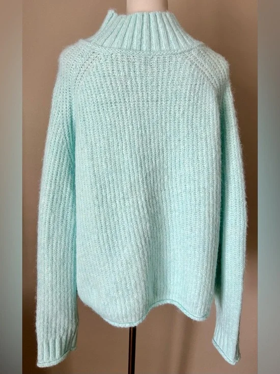 NWT Pilcro by Anthropologie Mock Neck Aqua Pullover - Picture 8 of 10